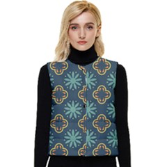 Flowers Pattern Design Abstract Women s Button Up Puffer Vest