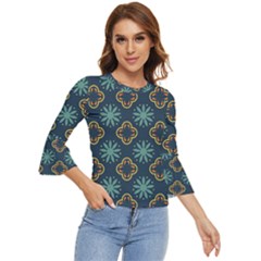 Flowers Pattern Design Abstract Bell Sleeve Top