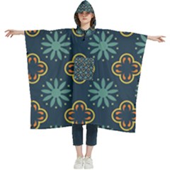 Flowers Pattern Design Abstract Women s Hooded Rain Ponchos