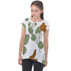 Nasturtium Flowers Plant Leaves Cap Sleeve High Low Top