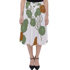 Nasturtium Flowers Plant Leaves Classic Midi Skirt