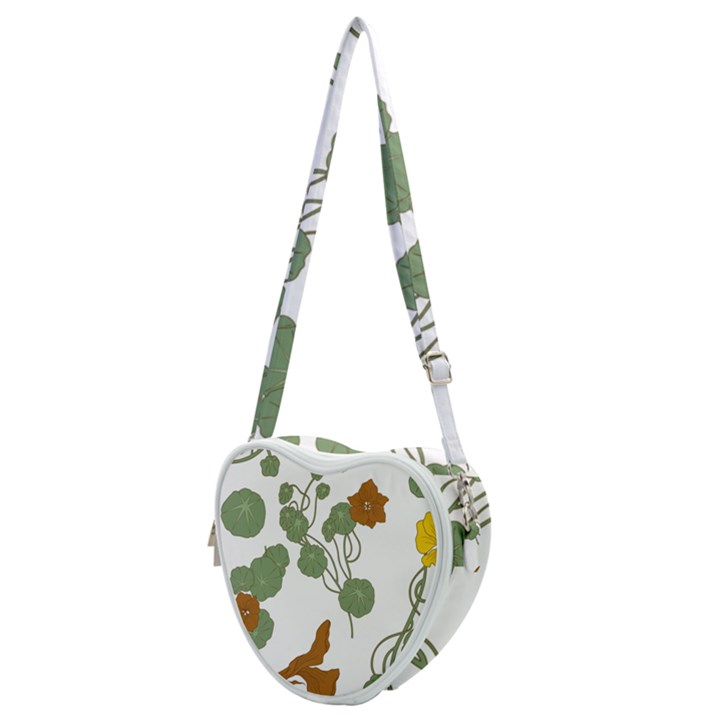 Nasturtium Flowers Plant Leaves Heart Shoulder Bag