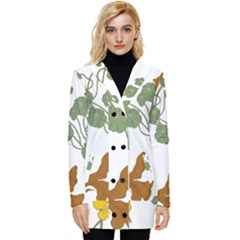 Nasturtium Flowers Plant Leaves Button Up Hooded Coat 