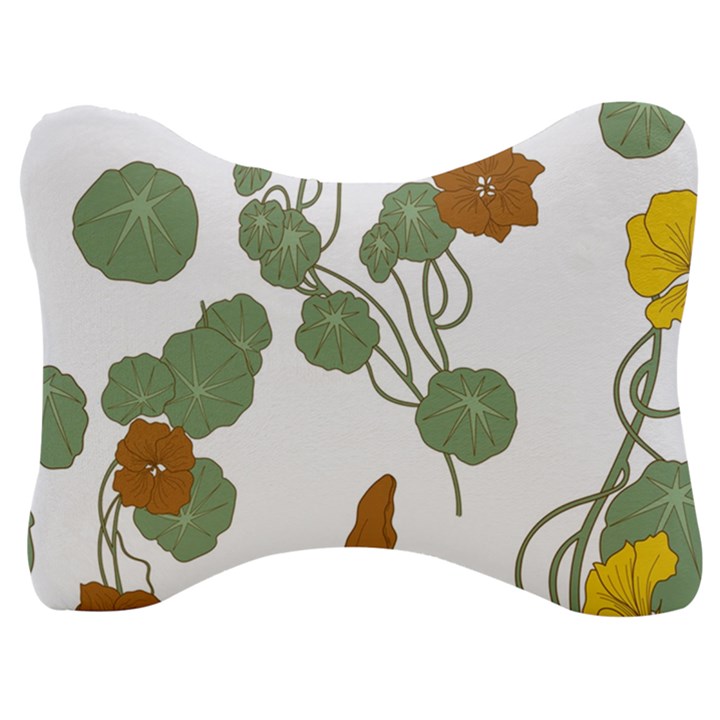 Nasturtium Flowers Plant Leaves Velour Seat Head Rest Cushion