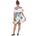 Nasturtium Flowers Plant Leaves Off Shoulder Velour Dress View2