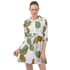 Nasturtium Flowers Plant Leaves Mini Skater Shirt Dress