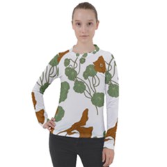 Nasturtium Flowers Plant Leaves Women s Pique Long Sleeve T-Shirt