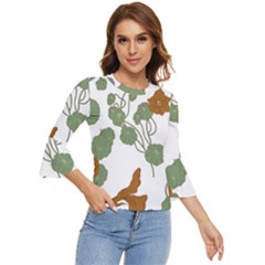 Nasturtium Flowers Plant Leaves Bell Sleeve Top