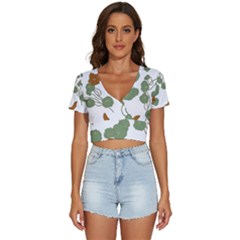 Nasturtium Flowers Plant Leaves V-Neck Crop Top