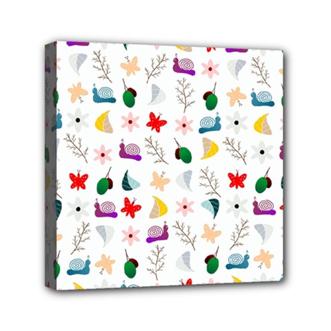 Snails Butterflies Pattern Seamless Mini Canvas 6  X 6  (stretched)