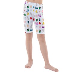 Snails Butterflies Pattern Seamless Kids  Mid Length Swim Shorts