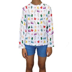 Snails Butterflies Pattern Seamless Kids  Long Sleeve Swimwear