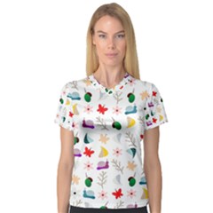 Snails Butterflies Pattern Seamless V-neck Sport Mesh T-shirt