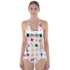 Snails Butterflies Pattern Seamless Cut-out One Piece Swimsuit