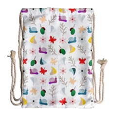 Snails Butterflies Pattern Seamless Drawstring Bag (large)