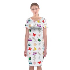 Snails Butterflies Pattern Seamless Classic Short Sleeve Midi Dress by Maspions