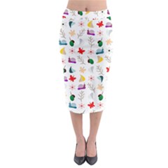 Snails Butterflies Pattern Seamless Midi Pencil Skirt