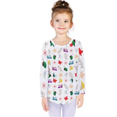 Snails Butterflies Pattern Seamless Kids  Long Sleeve T-shirt