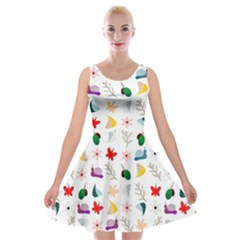 Snails Butterflies Pattern Seamless Velvet Skater Dress by Maspions