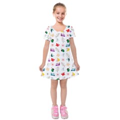 Snails Butterflies Pattern Seamless Kids  Short Sleeve Velvet Dress