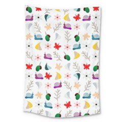 Snails Butterflies Pattern Seamless Large Tapestry