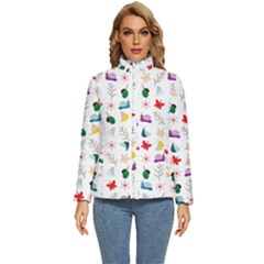 Snails Butterflies Pattern Seamless Women s Puffer Bubble Jacket Coat by Maspions