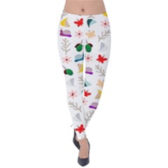 Snails Butterflies Pattern Seamless Velvet Leggings