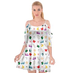 Snails Butterflies Pattern Seamless Cutout Spaghetti Strap Chiffon Dress