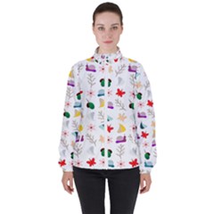 Snails Butterflies Pattern Seamless Women s High Neck Windbreaker