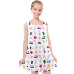 Snails Butterflies Pattern Seamless Kids  Cross Back Dress