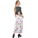 Snails Butterflies Pattern Seamless Velour Split Maxi Skirt View2