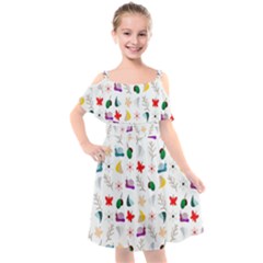 Snails Butterflies Pattern Seamless Kids  Cut Out Shoulders Chiffon Dress