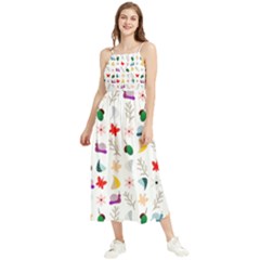 Snails Butterflies Pattern Seamless Boho Sleeveless Summer Dress