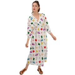 Snails Butterflies Pattern Seamless Grecian Style  Maxi Dress