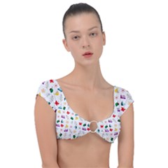 Snails Butterflies Pattern Seamless Cap Sleeve Ring Bikini Top