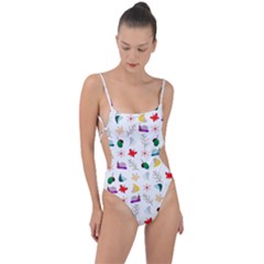 Snails Butterflies Pattern Seamless Tie Strap One Piece Swimsuit