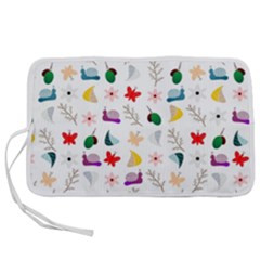 Snails Butterflies Pattern Seamless Pen Storage Case (l)