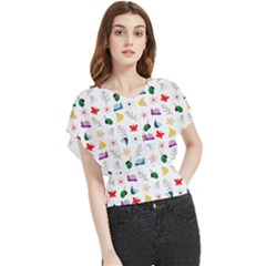 Snails Butterflies Pattern Seamless Butterfly Chiffon Blouse