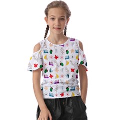 Snails Butterflies Pattern Seamless Kids  Butterfly Cutout T-shirt