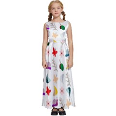 Snails Butterflies Pattern Seamless Kids  Satin Sleeveless Maxi Dress