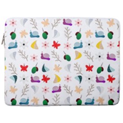 Snails Butterflies Pattern Seamless 17  Vertical Laptop Sleeve Case With Pocket