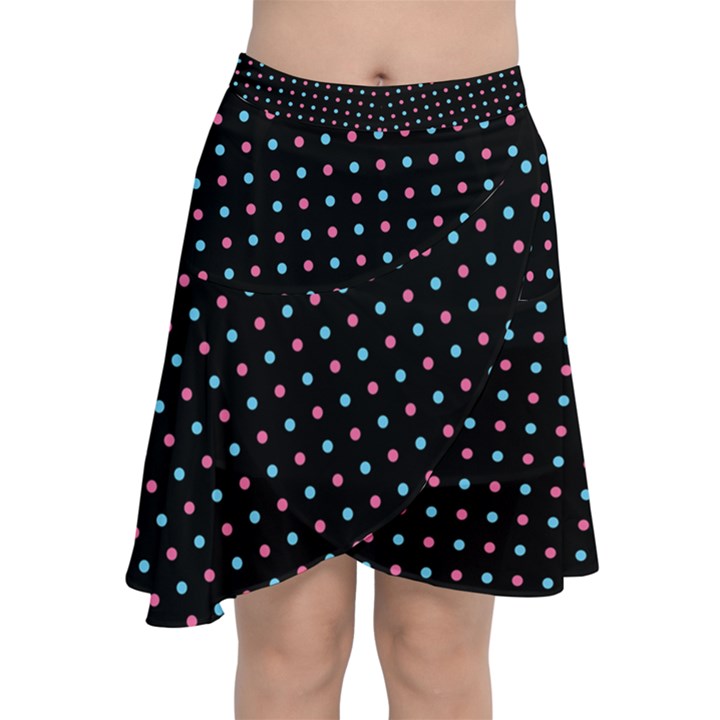 Pattern Dots Dot Seamless Chiffon Wrap Front Skirt