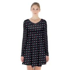 Pattern Dots Dot Seamless Long Sleeve Velvet V-neck Dress