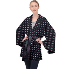 Pattern Dots Dot Seamless Long Sleeve Velvet Kimono 