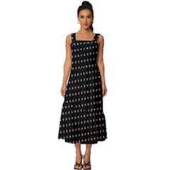 Pattern Dots Dot Seamless Square Neckline Tiered Midi Dress