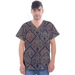 Pattern Seamless Antique Luxury Men s V-neck Scrub Top