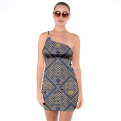 Pattern Seamless Antique Luxury One Shoulder Ring Trim Bodycon Dress