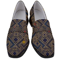 Pattern Seamless Antique Luxury Women s Chunky Heel Loafers