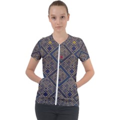 Pattern Seamless Antique Luxury Short Sleeve Zip Up Jacket