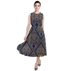 Pattern Seamless Antique Luxury Round Neck Boho Dress